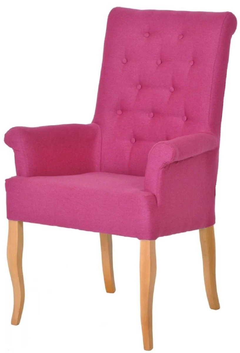 Chesterfield Neo Baroque Dining Room Chair Pink / Natural - Kitchen Chair with Armrests - Dining Room Furniture - Chesterfield Furniture - Neo Baroque Furniture