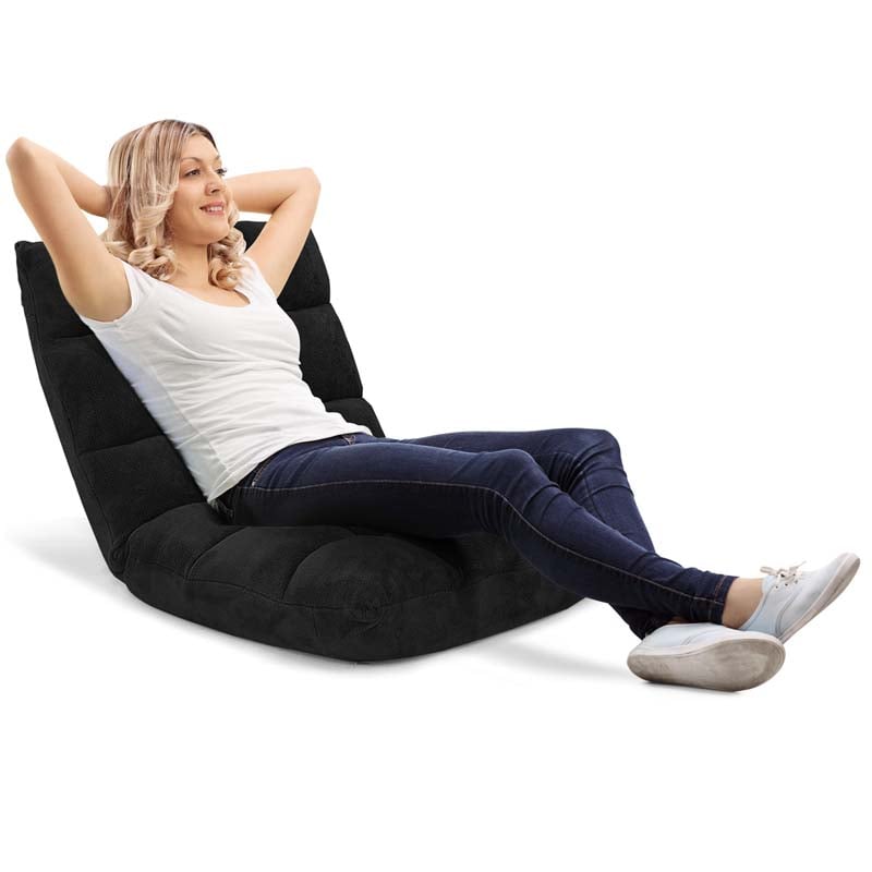 Memory Foam Floor Chair, 14-Position Adjustable Folding Gaming Sofa Chair with Back Support, Chaise Lounge Sofa Bed Recliner