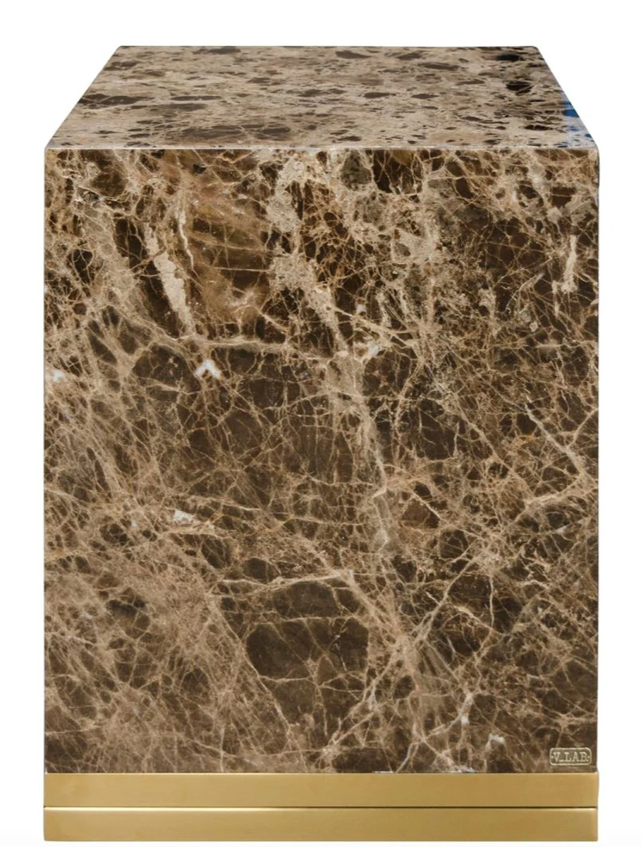 Side table with black-gray marble and golden base 40 x 40 x H. 50 cm - luxury living room decoration