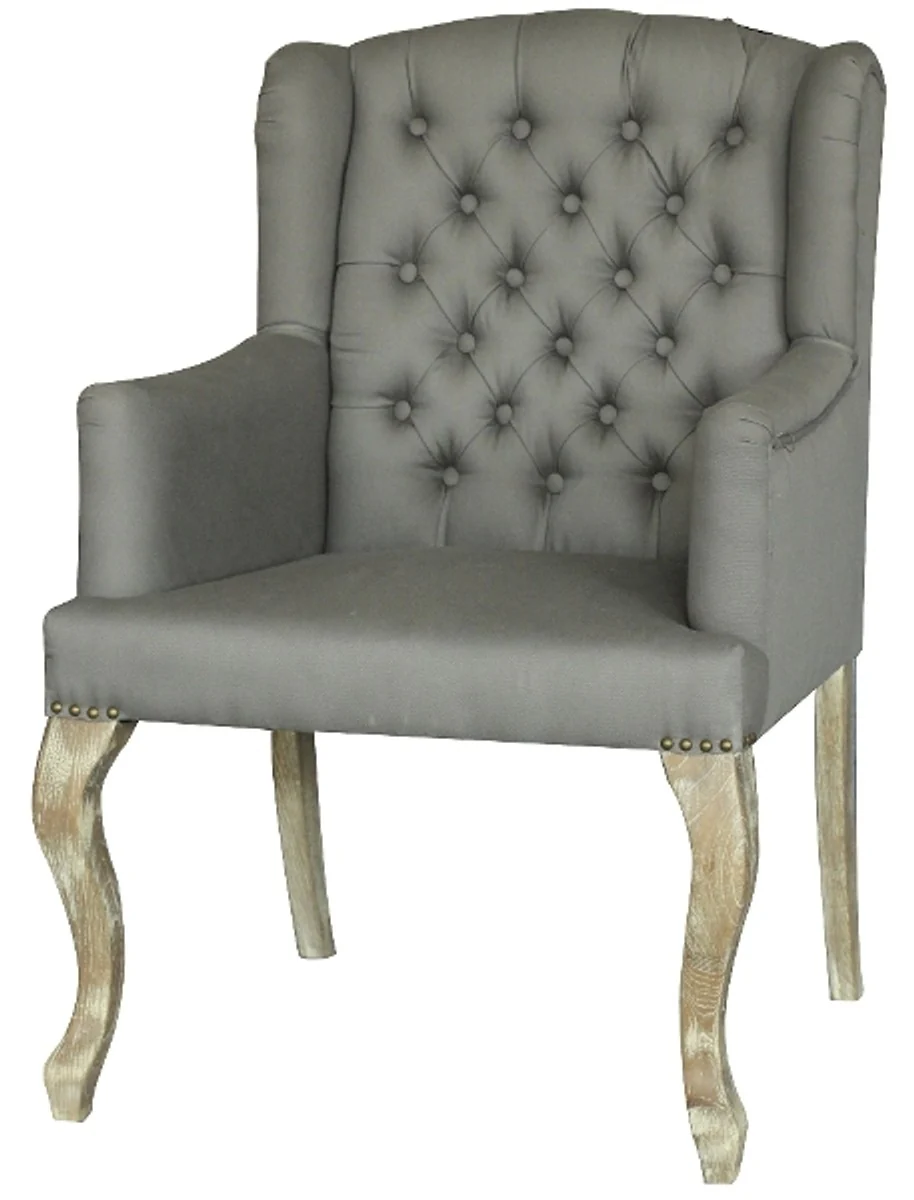 Dining room chair with armrests frost gray 65 x 70 x H. 96 cm - Chesterfield Furniture