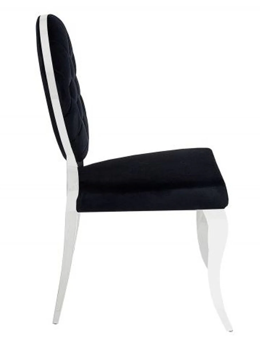 Designer dining room chair black / silver without armrests - designer chair