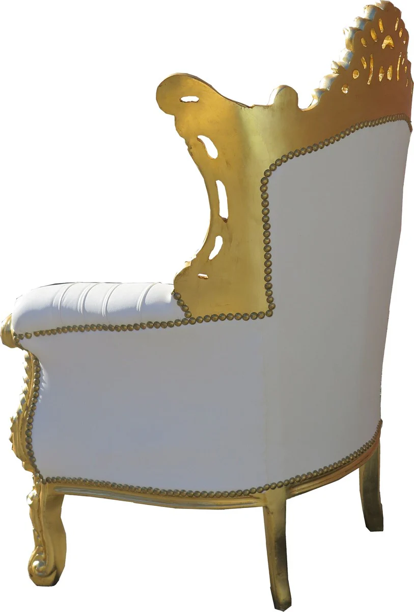 Baroque armchair Al Capone white / gold with bling bling glitter stones