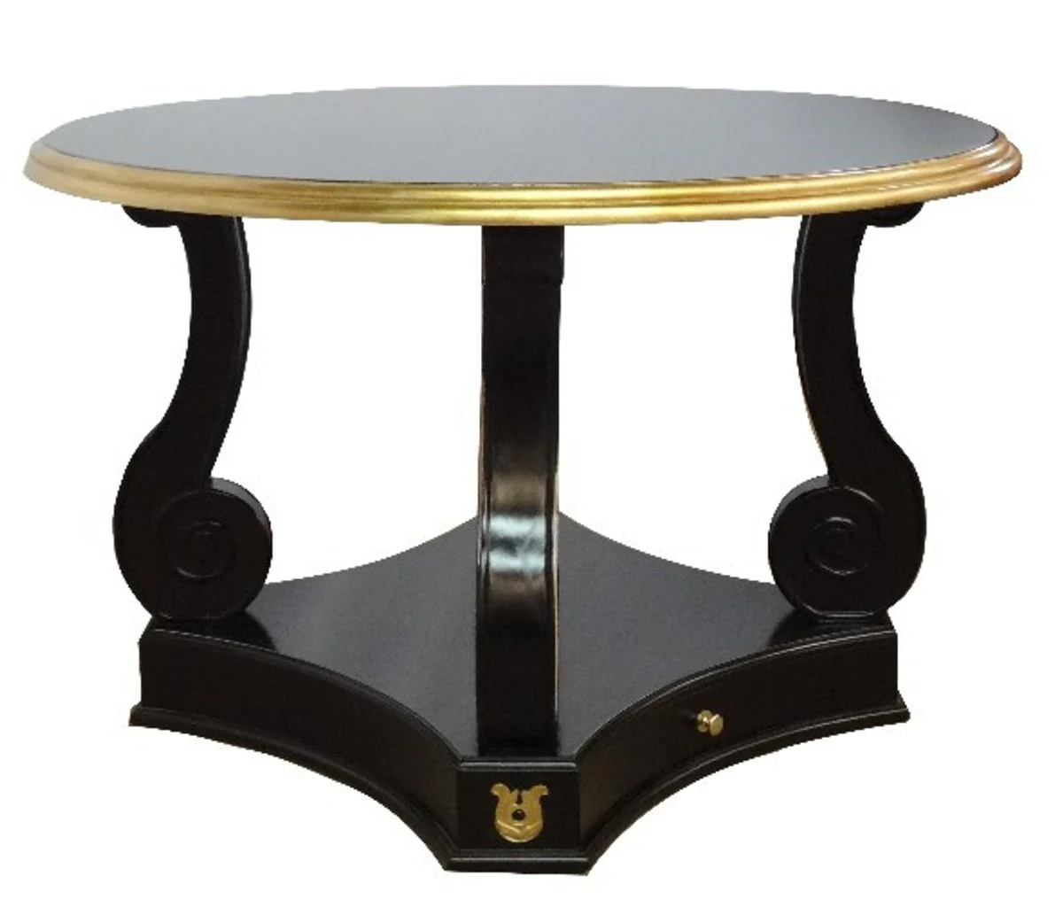 Baroque dining table round black / gold mahogany wood 120 cm - table