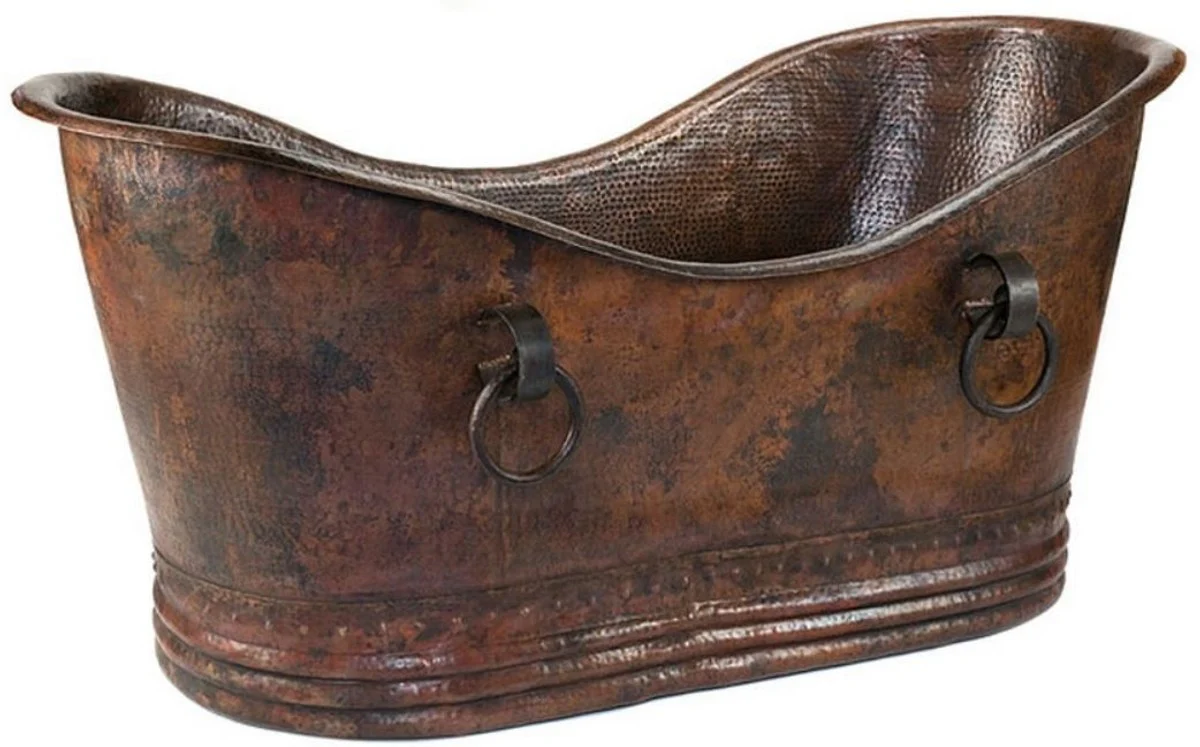 Luxury Art Nouveau copper bathtub with decorative handles 170 x 81 x H. 81 cm - Freestanding retro bathtub - Rustic bathroom furniture