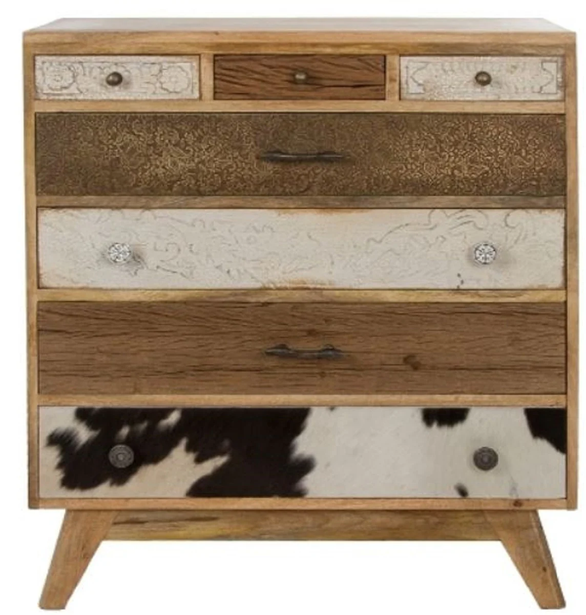 Country house style chest of drawers with 7 drawers natural color / multicolored 70 x 30 x H. 80 cm - country house style furniture
