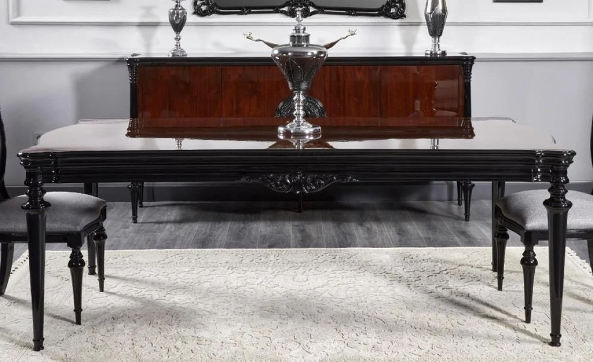Luxury Baroque Dining Table Black 220 cm - Magnificent Baroque Dining Room Furniture