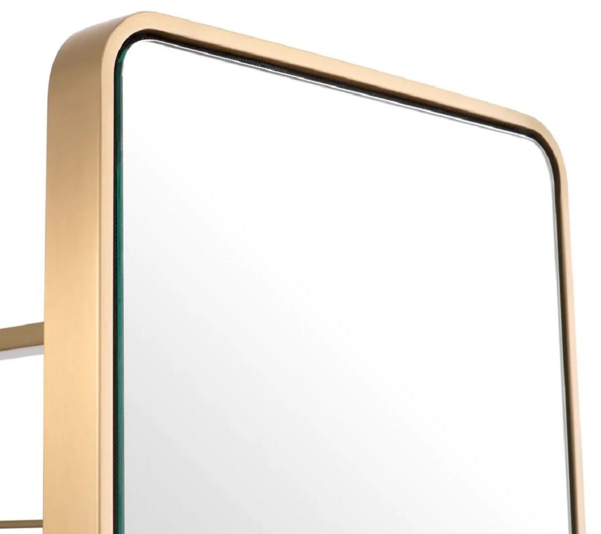 Luxury standing mirror with coat stand brass Ø 55.5 x H. 201 cm - Freestanding rotating mirror with coat stand - Luxury wardrobe furniture - Luxury quality