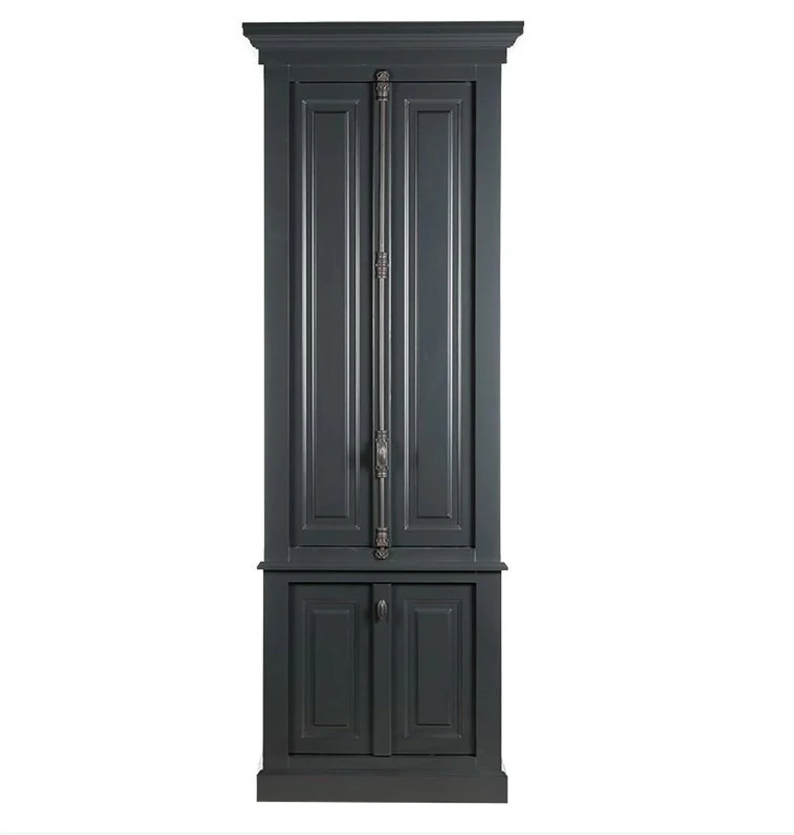 Solid wood cupboard gray with generous storage space 48 x 88 x 245cm with 4 doors