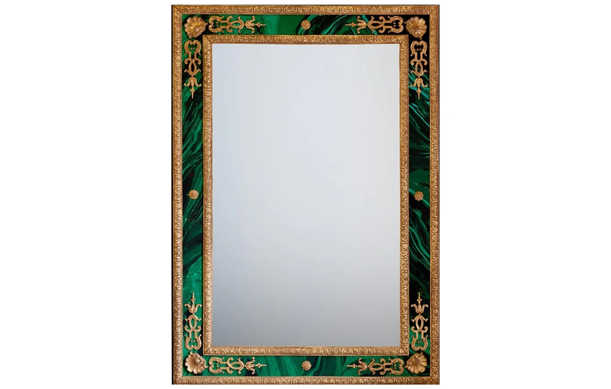 Luxury Baroque Mirror Malachite / Gold - Handmade Wall Mirror in Baroque Style - Green Antique Style