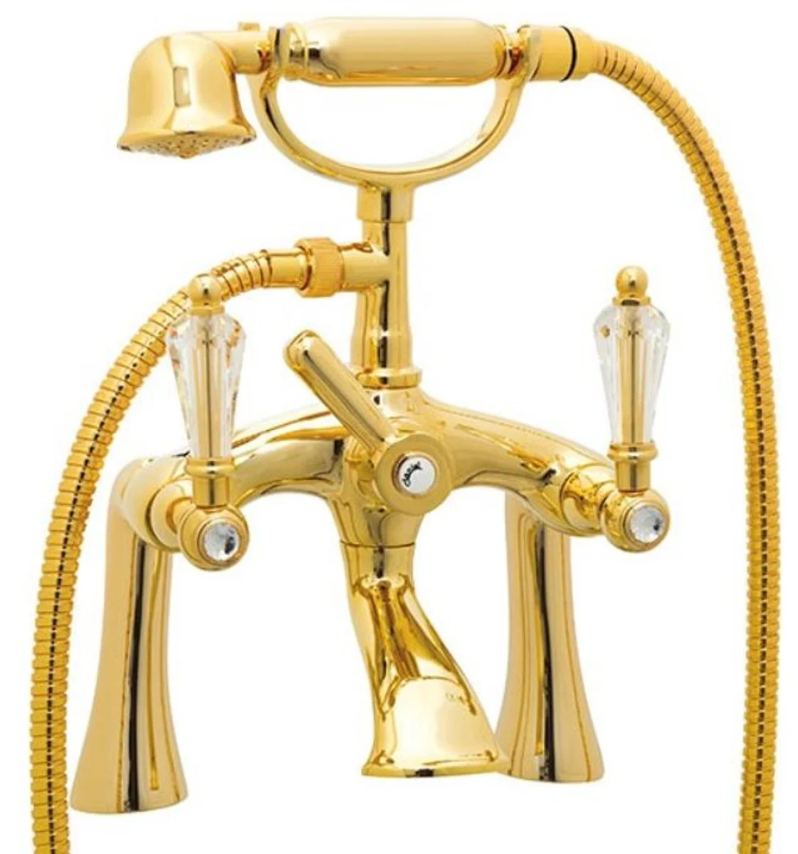 Luxury Art Nouveau bathtub faucet with Swarovski crystal glass gold - bathtub faucet with hand shower - nostalgic bathroom accessories