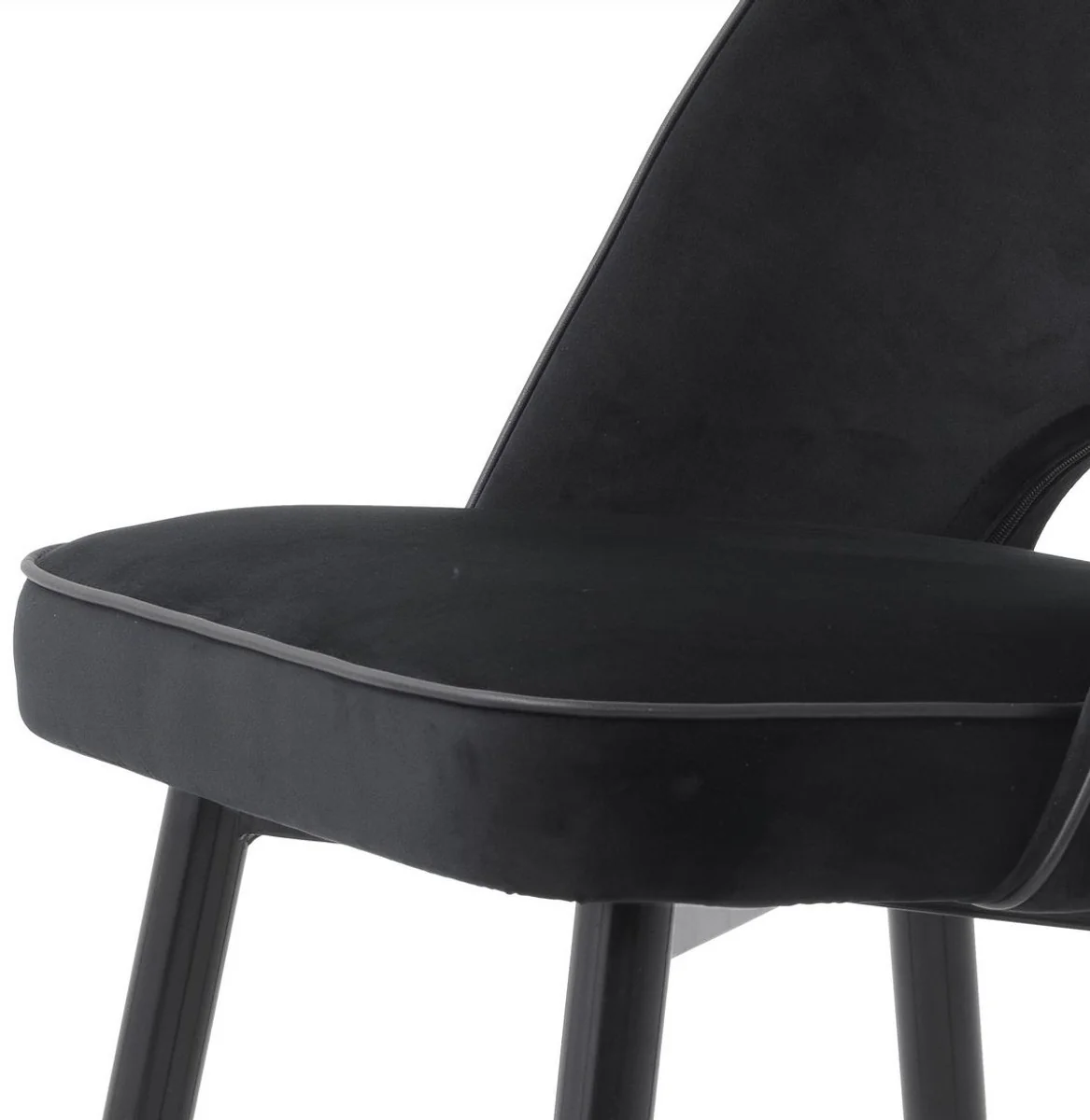 Luxury dining room chair set black / brass 53 x 56 x H. 84 cm - Dining room chairs with elegant velvet fabric - Dining room furniture