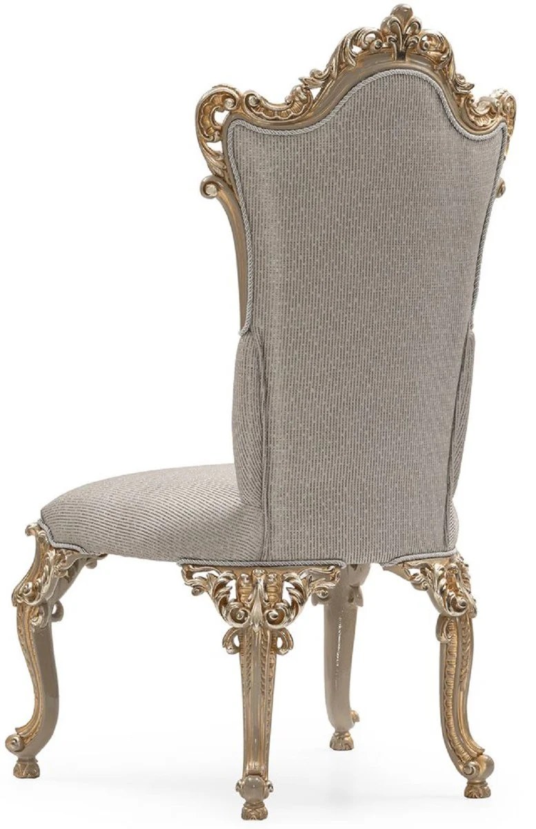 Luxury Baroque Dining Room Chair Set of 6 Silver / Gray / Gold - Magnificent Baroque Style Kitchen Chairs - Luxury Dining Room Furniture in Baroque Style - Baroque Dining Room Furniture - Baroque Style Furniture