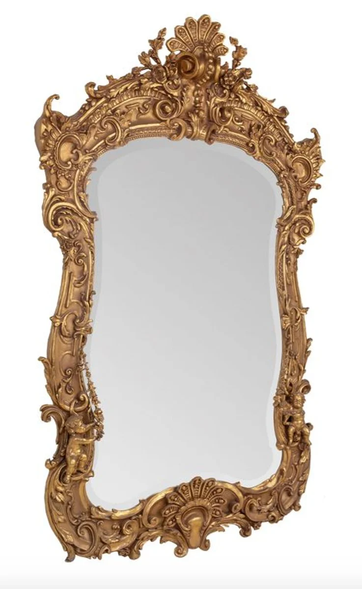 Magnificent Baroque mirror gold 188 x 120 cm with angel motifs - antique style - heavy version