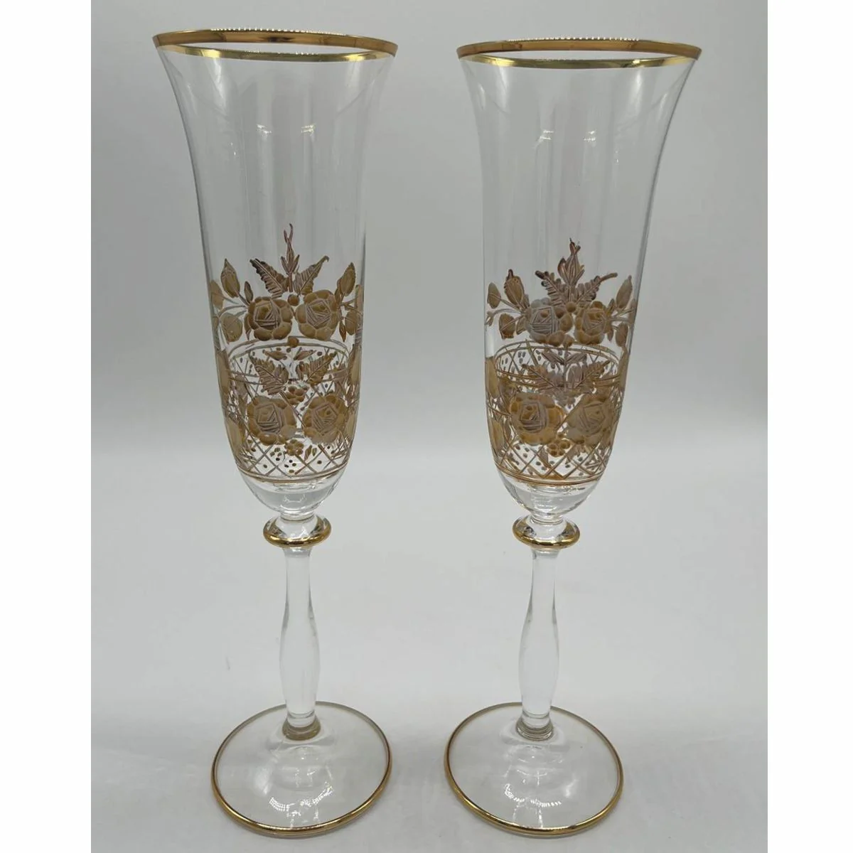Luxury Jugendstil Champagne Glass 2er Set Gold