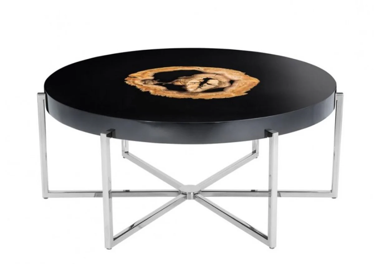 Luxury coffee table coffee table hollow steel nickel finish 91 x H 39 cm - Luxury Collection