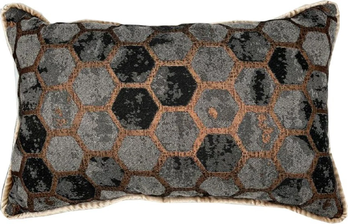 Luxury cushion gray / copper 55 x 35 cm - decorative cushion - rectangular decorative cushion - living room decoration - luxury decorative accessories - luxury decoration