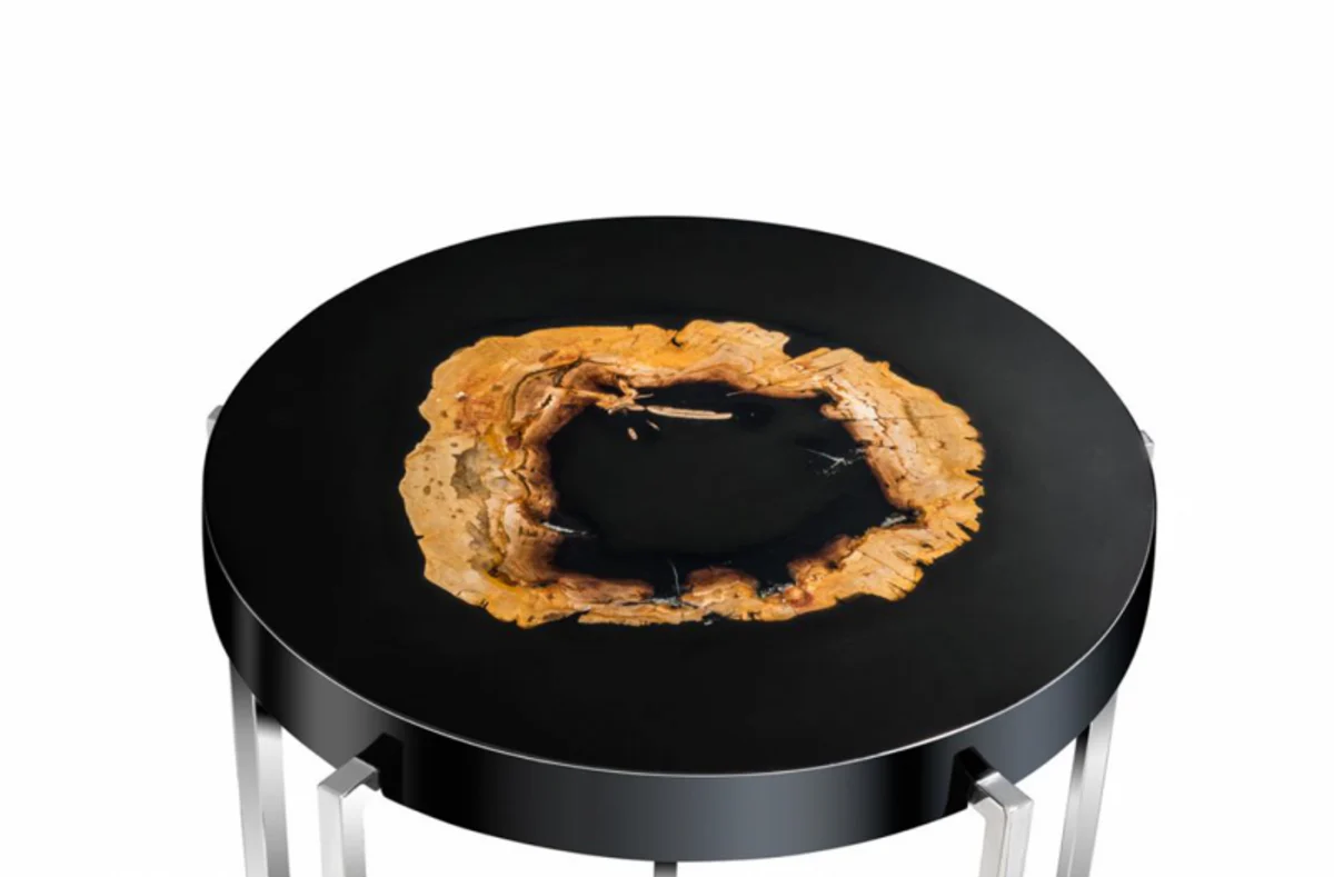 Luxury side table hollow steel nickel finish 51 x H 56 cm - Luxury Collection