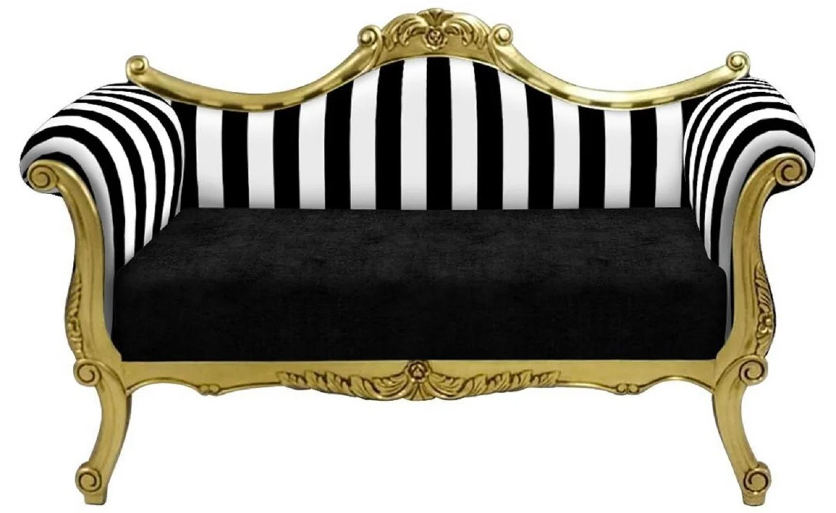 Baroque sofa with stripes black / white / gold - handmade living room sofa in baroque style - baroque living room furniture