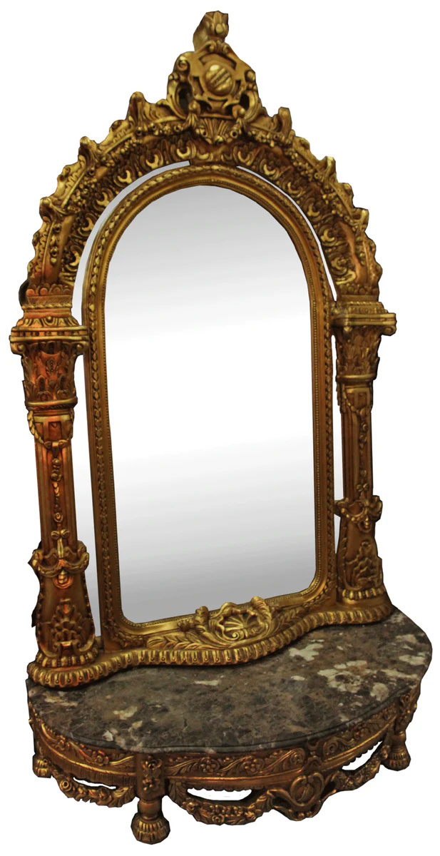 Baroque mirror console with marble top gold / black 145 x 55 x H. 250 cm - Wardrobe furniture in the Baroque style - Noble & magnificent