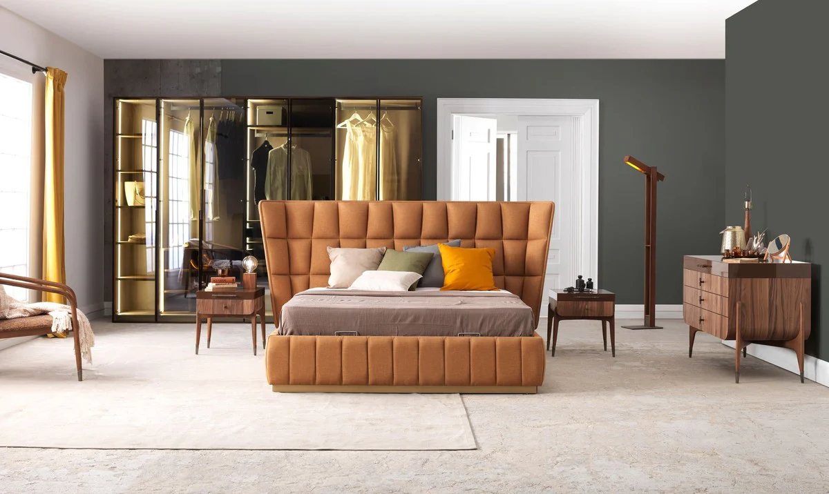 Luxury solid wood chest of drawers with 4 drawers brown / dark brown 123 x 60 x H. 82 cm - Bedroom chest of drawers - Bedroom furniture - Luxury furniture - Luxury furnishings - Furniture luxury