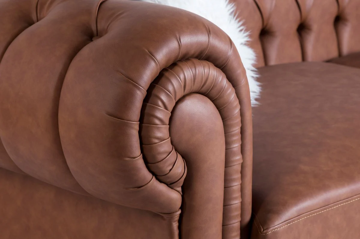 Luxury Chesterfield sofa brown 240 x 100 x H. 78 cm - Noble living room sofa - Chesterfield furniture