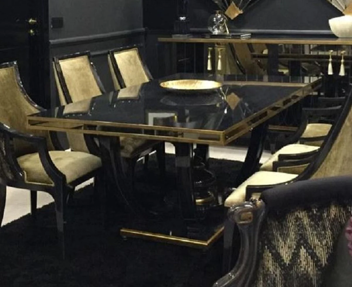 Luxury baroque dining table black / gold - magnificent baroque style kitchen table - luxury dining room furniture in baroque style - magnificent baroque dining room furniture
