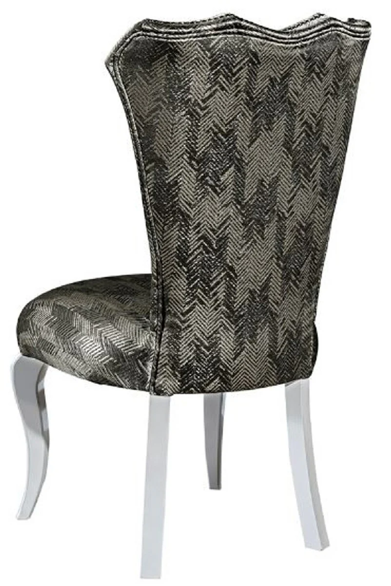 Luxury baroque dining room chair green / gold / white - handmade solid wood kitchen chair with elegant pattern - dining room furniture - baroque furniture