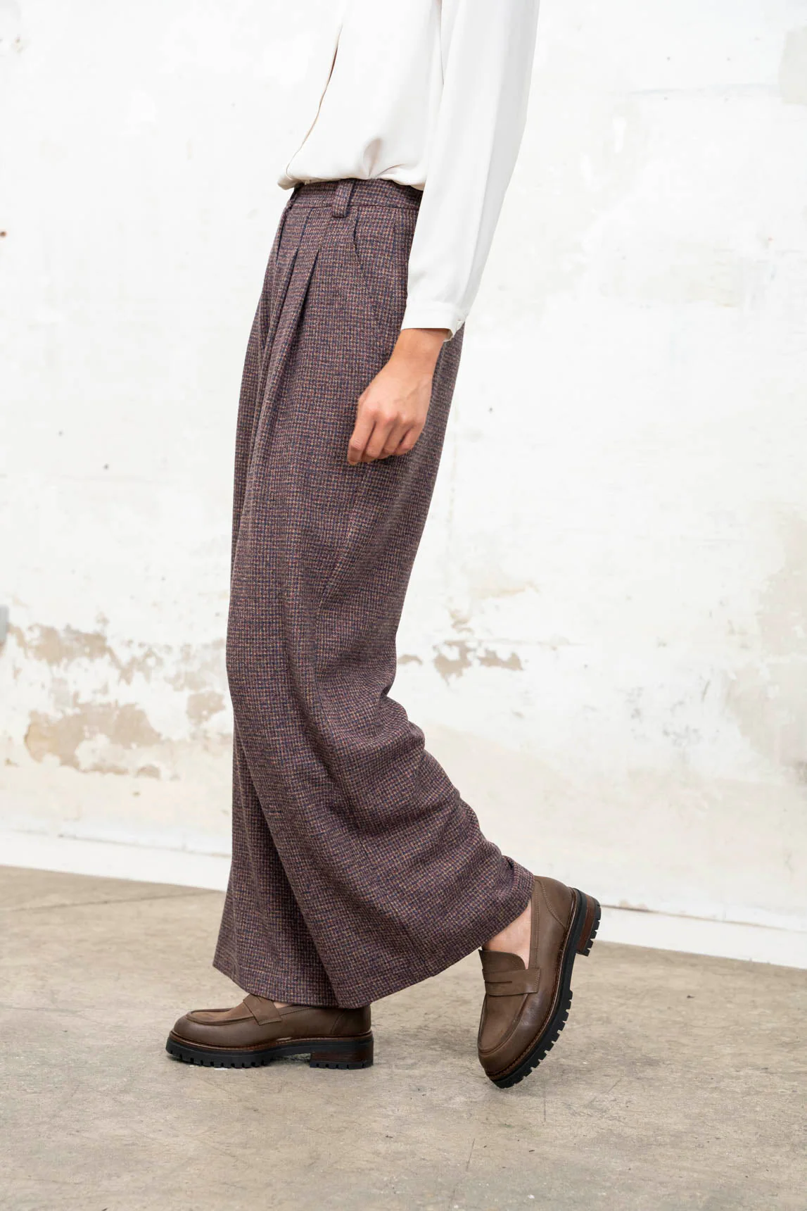 Burgunderrot karierte Hose „Aretha“ von Rivera-Spanien