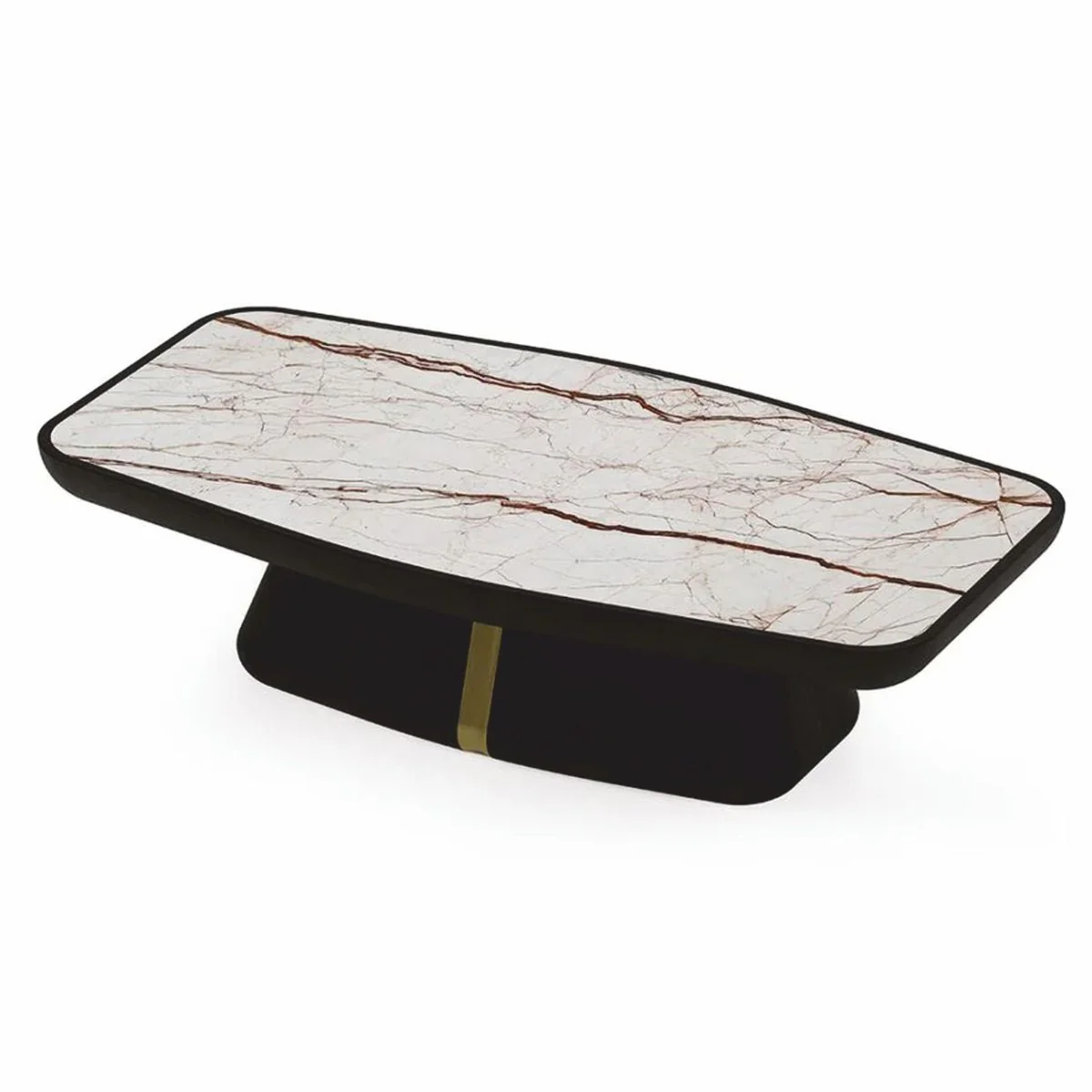 Luxury coffee table with marble top dark brown / brass / white-brown 150 cm