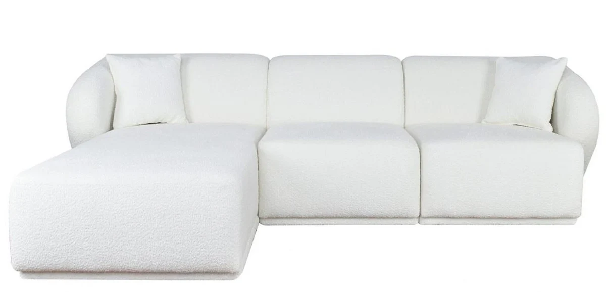 Luxury corner sofa left side white 251 x 166 x H. 75 cm - Modular living room furniture