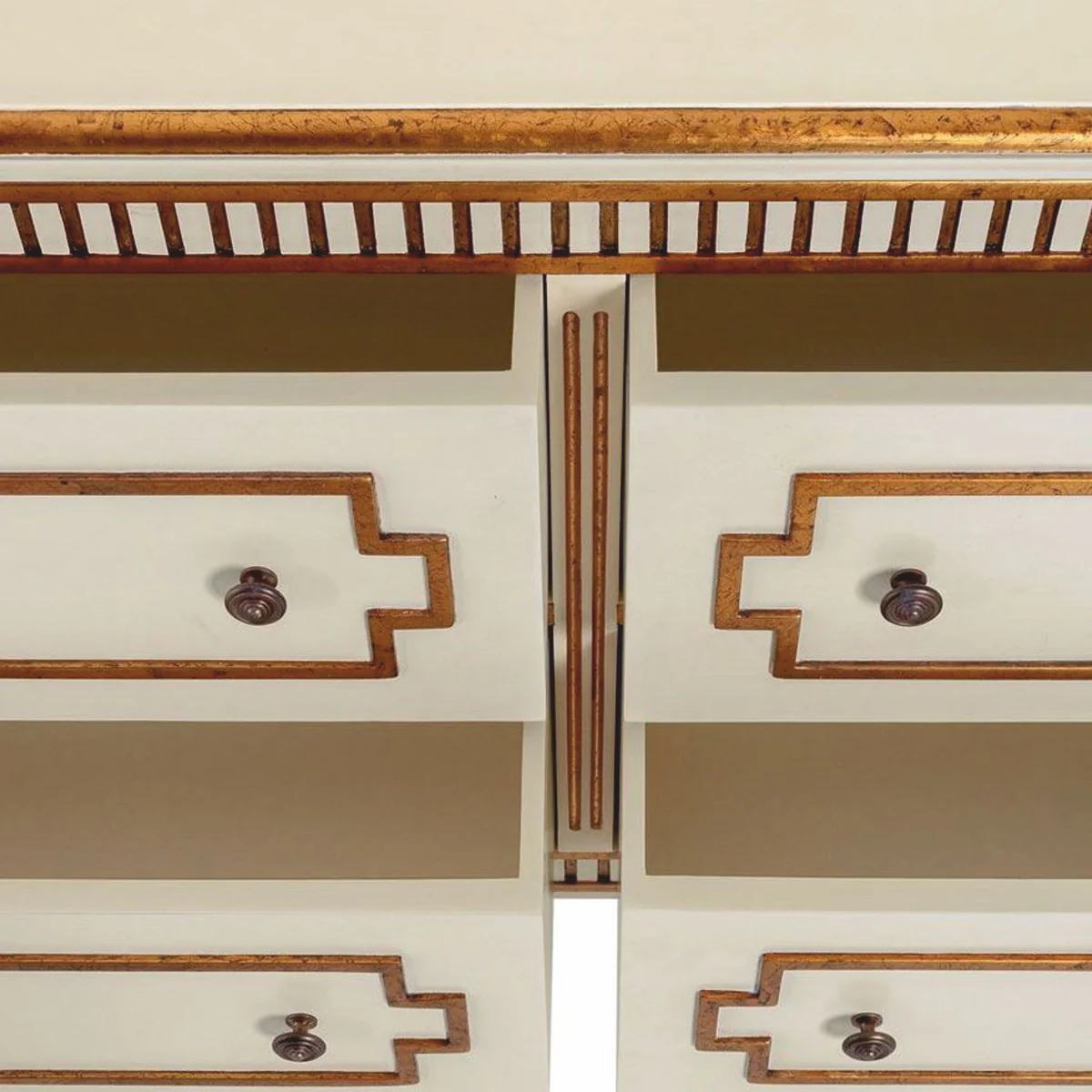 Luxury Baroque Bedroom Chest of 4 Drawers Cream / Antique Gold