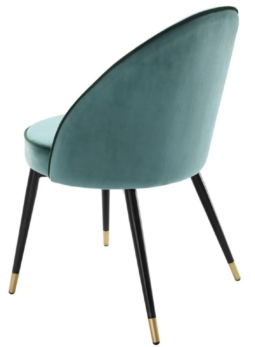 Luxury dining room chair set turquoise / black / brass 55 x 64 x H. 83 cm - Dining room furniture - Luxury collection