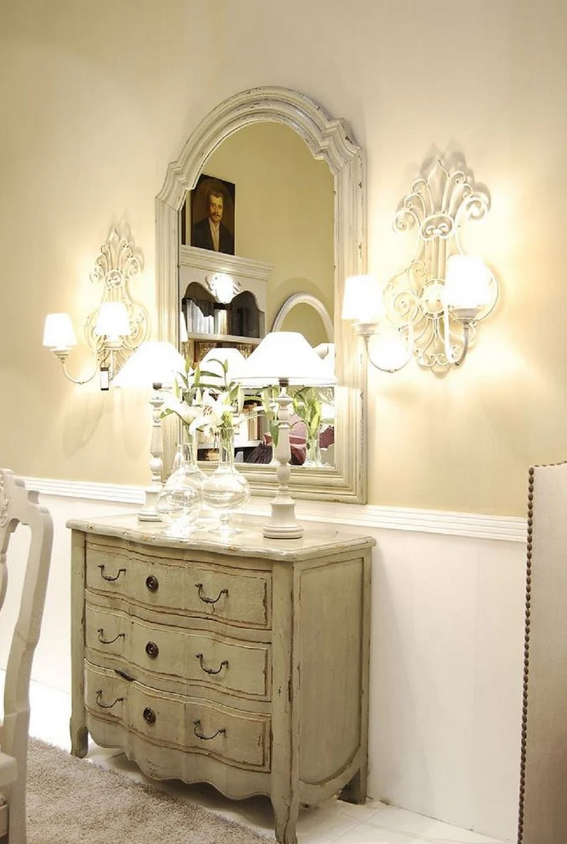 Luxury country house style solid wood chest of drawers with 3 drawers antique gray - handmade country house style furniture - luxury collection