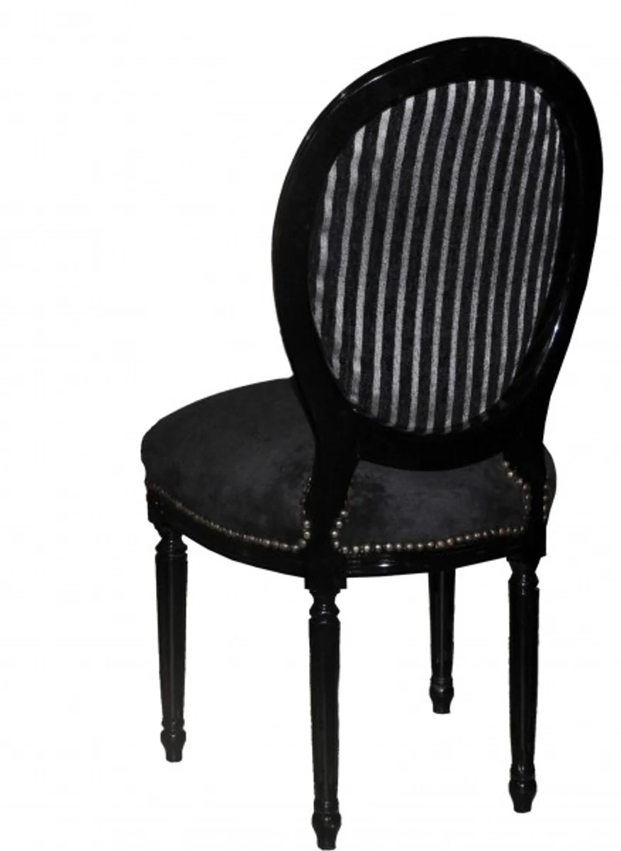 Baroque Dining Chair Black / Black / Gray Stripes Mod2 / Round
