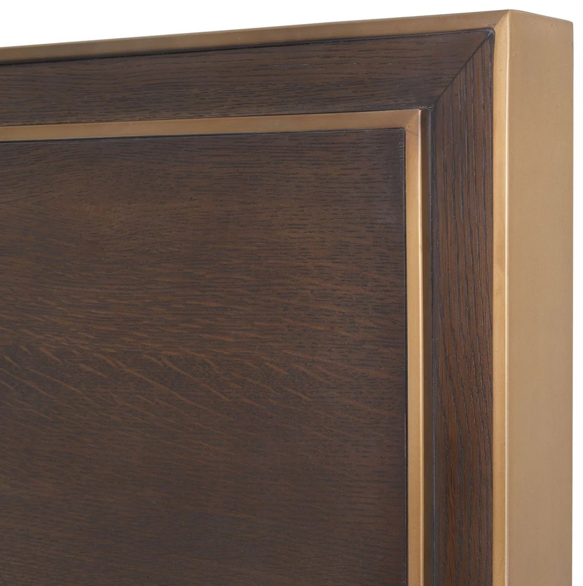 Luxury double bed brown / brass 186 x 224.5 x H. 155.5 cm - Modern solid wood bed with headboard - Bedroom furniture