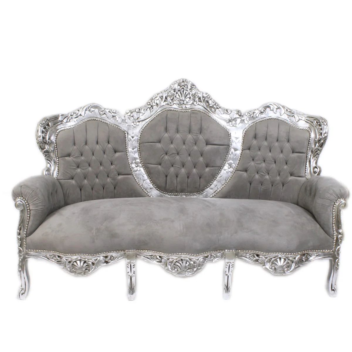 Baroque 3-Seater Sofa King Gray / Silver - Baroque Furniture - Antique Look
