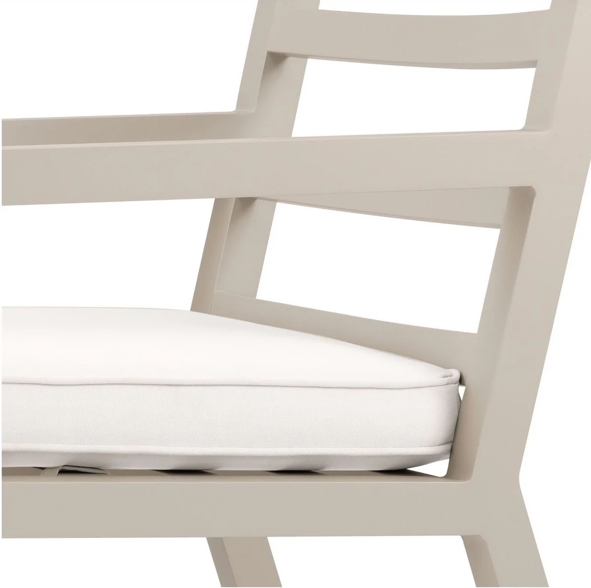 Luxury dining room chair with armrests sand color / white 56 x 66.5 x H. 87 cm - weatherproof aluminum chair with seat cushion - garden patio chair - luxury quality