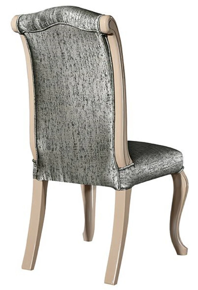 Luxury Art Deco Dining Room Chair Set Silver / Black / Beige - Handmade Kitchen Chairs Set of 6 - Art Deco Dining Room Furniture