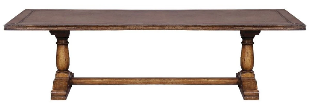 Luxury country house style dining table brown 275 x 116 x H. 77 cm - Rustic solid wood kitchen table - Rustic country house style solid wood dining room furniture