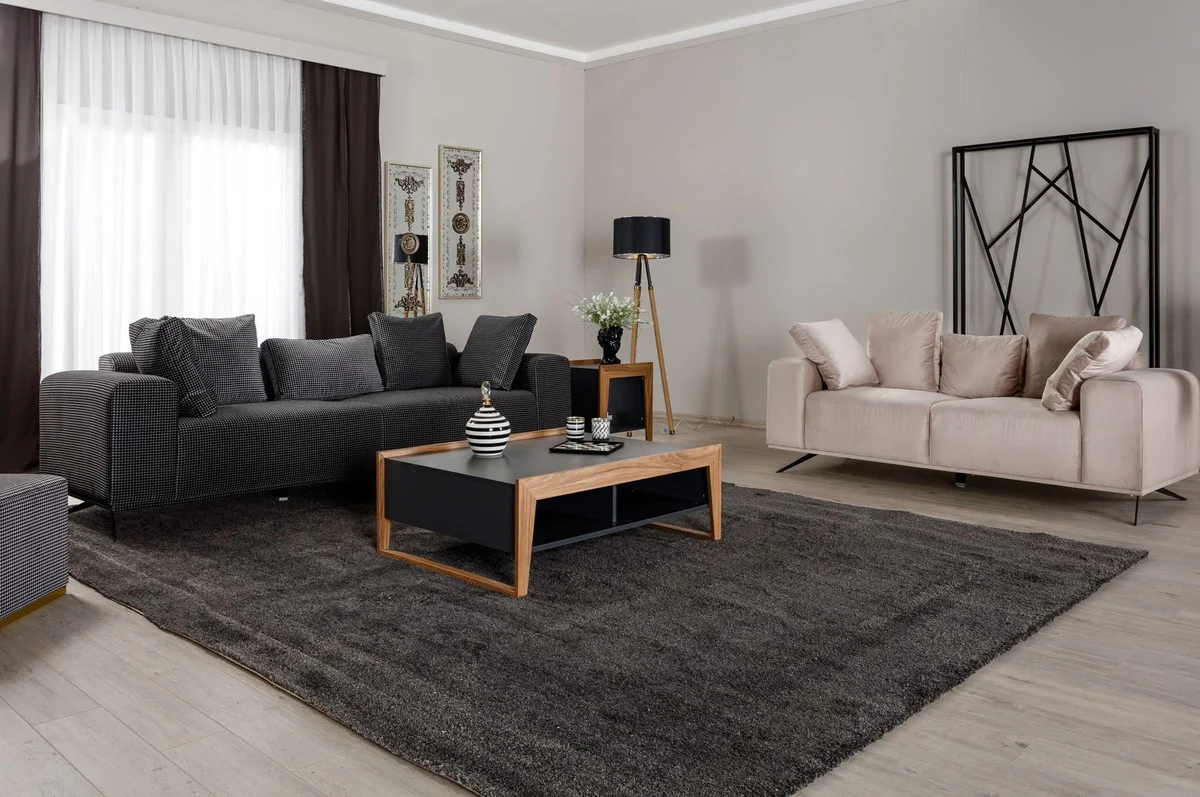 Luxury sofa black / white 253 x 96 x H. 87 cm - living room sofa - hotel sofa - living room furniture - living room furniture - hotel furniture - luxury furniture - luxury furniture