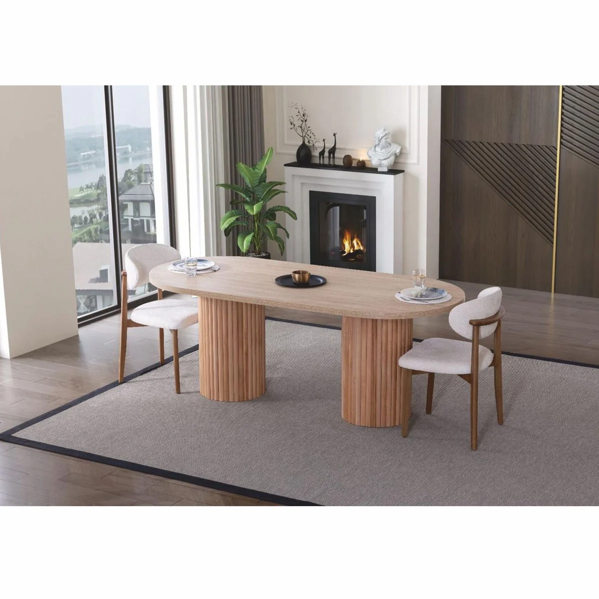Luxury dining table natural colors 180 cm - dining room furniture