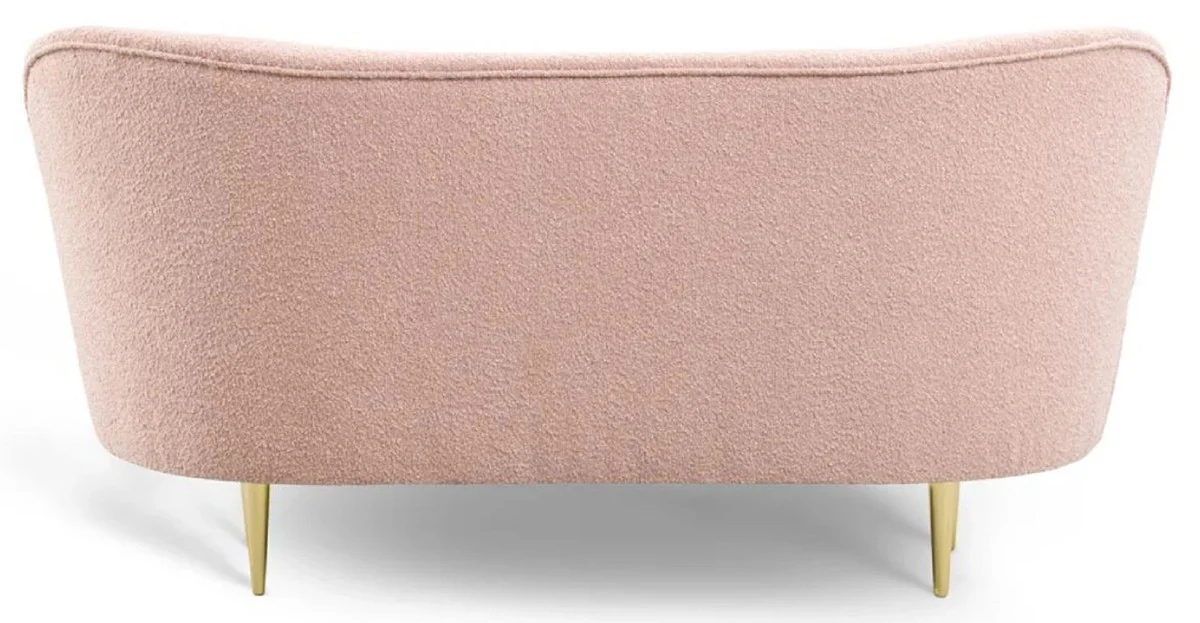 Luxury 3-seater sofa pink / gold 180 x 72 x H. 80 cm - living room sofa with curved backrest - living room furniture - luxury furniture - living room furnishings - luxury furnishings