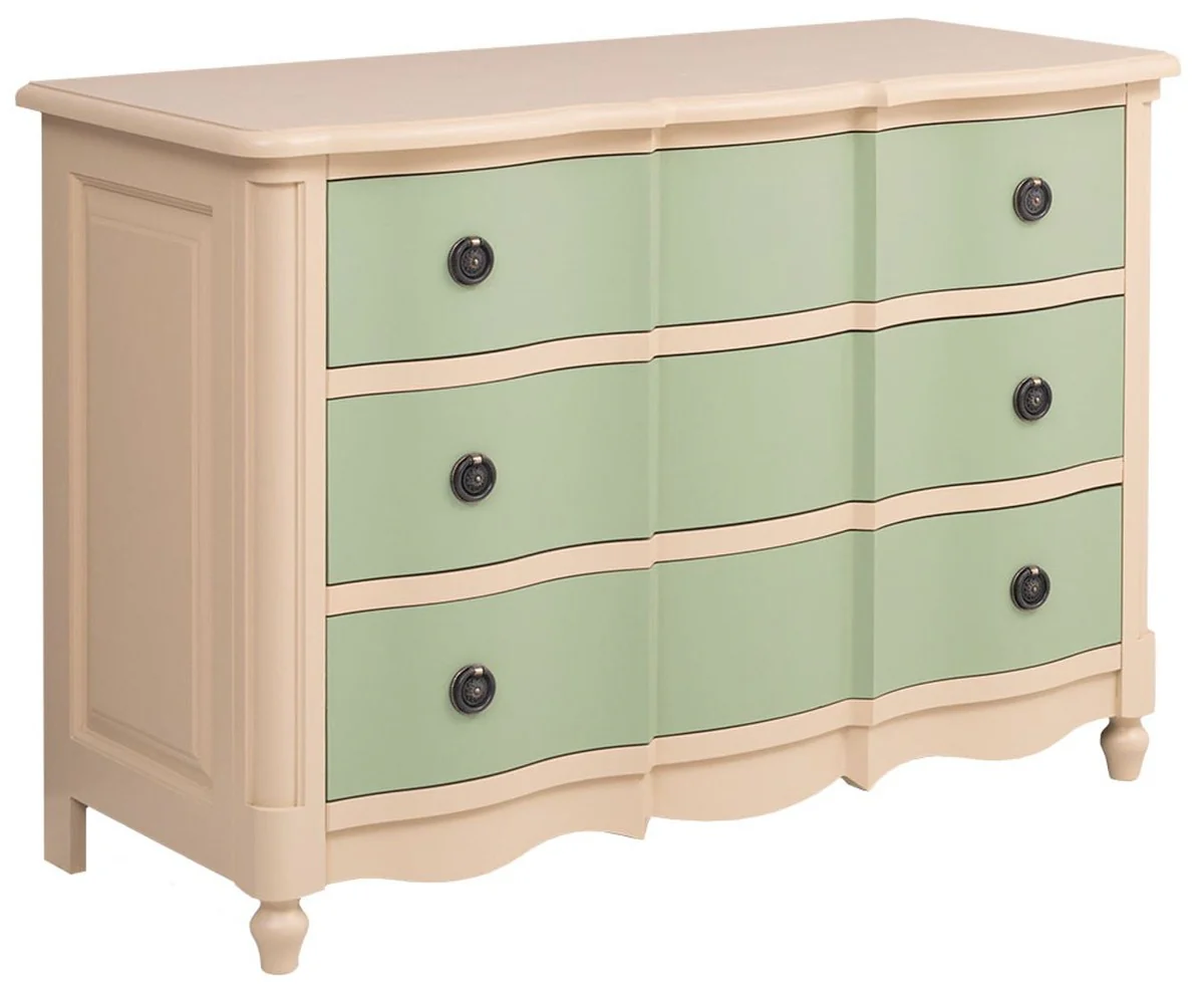 Country house style chest of drawers with 3 drawers beige / green 130 cm - country house style furniture