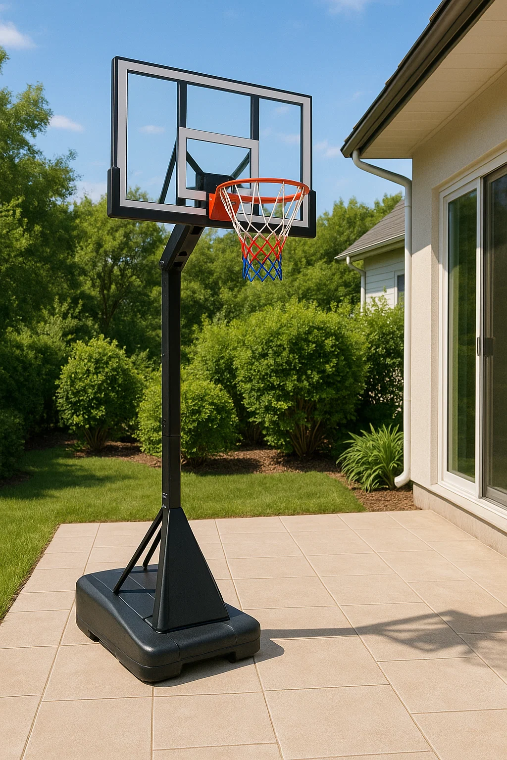 Basketballkorb, schwarzer transparenter Stahl, für den Außenbereich, 75×71×205 cm, XprymKGq95Cd