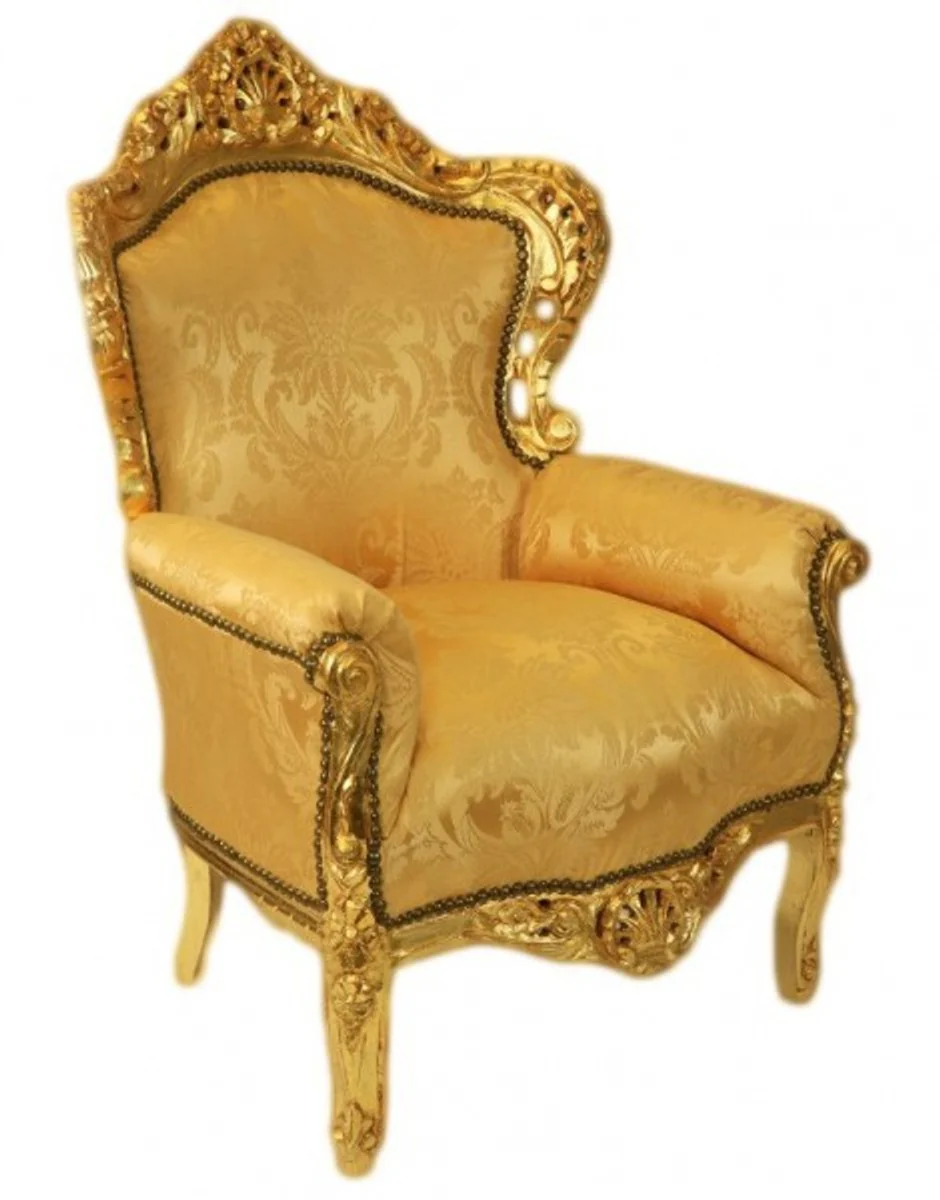 Sessel King Gold Muster / Gold 85 x 85 x H. 120 cm - Barock Sessel