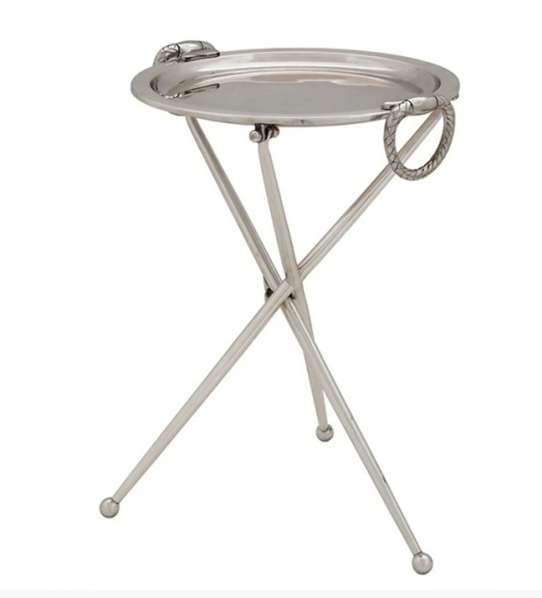 Designer luxury side table silver vintage design height: 43 cm, diameter 33 cm - stainless steel table - nickel finish - luxury quality