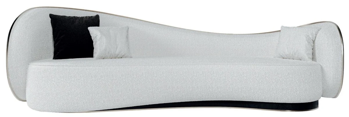 Luxury sofa white / black / silver 280 x 115 x H. 78 cm - living room sofa - hotel sofa - living room furniture - hotel furniture - luxury furniture