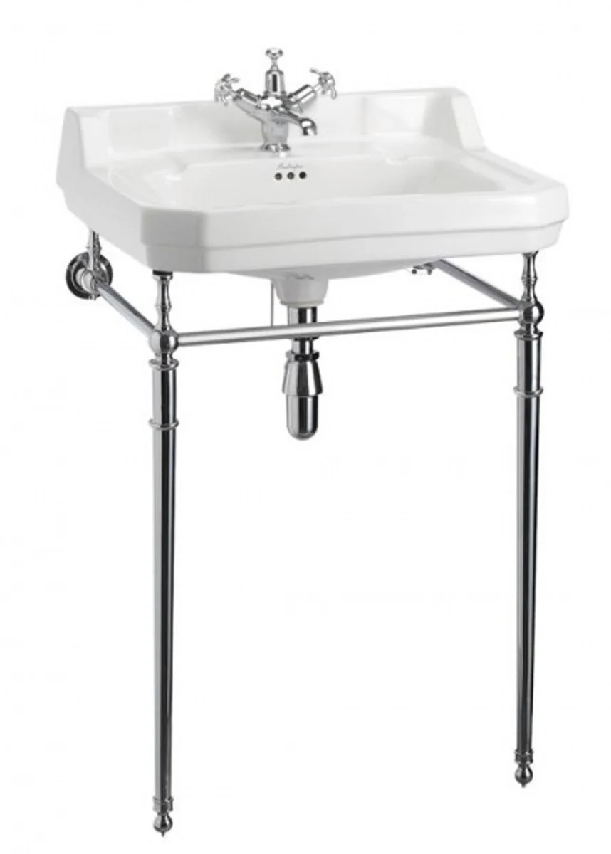 Art Nouveau Standing Washbasin White / Chrome Mod2 - Art Deco Washbasin Baroque Antique Style