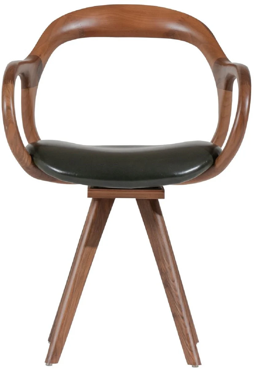 Luxury swivel chair with armrests brown / dark green H. 83 cm