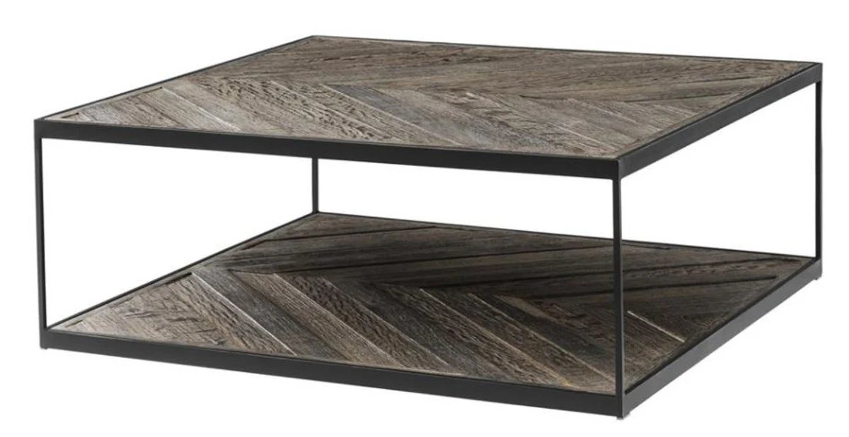 Designer coffee table made of galvanized steel and weathered oak - luxury collection